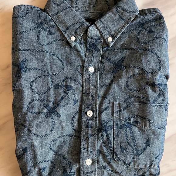 J. Crew Chambray anchor print Button Up Shirt small $89.50 - Picture 3 of 3